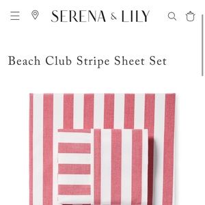 Serena and Lily Brand New QUEEN Beach stripe sheet set! Lobster